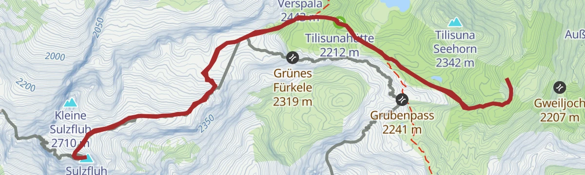 Route map: Gipfelwanderung von der Tilisunaalpe auf die Sulzfluh